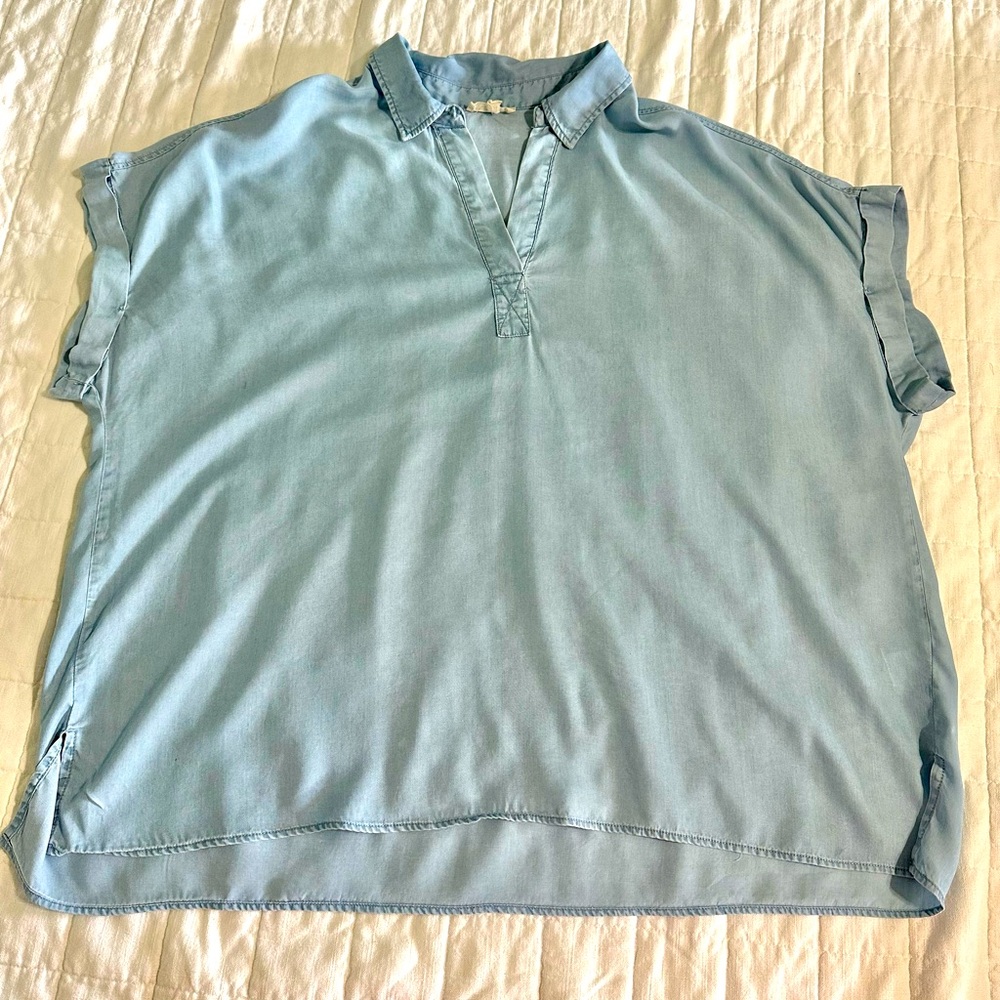 Light blue chambray dolman top